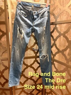 rag & bone Light Wash Distressed Boyfriend Jeans